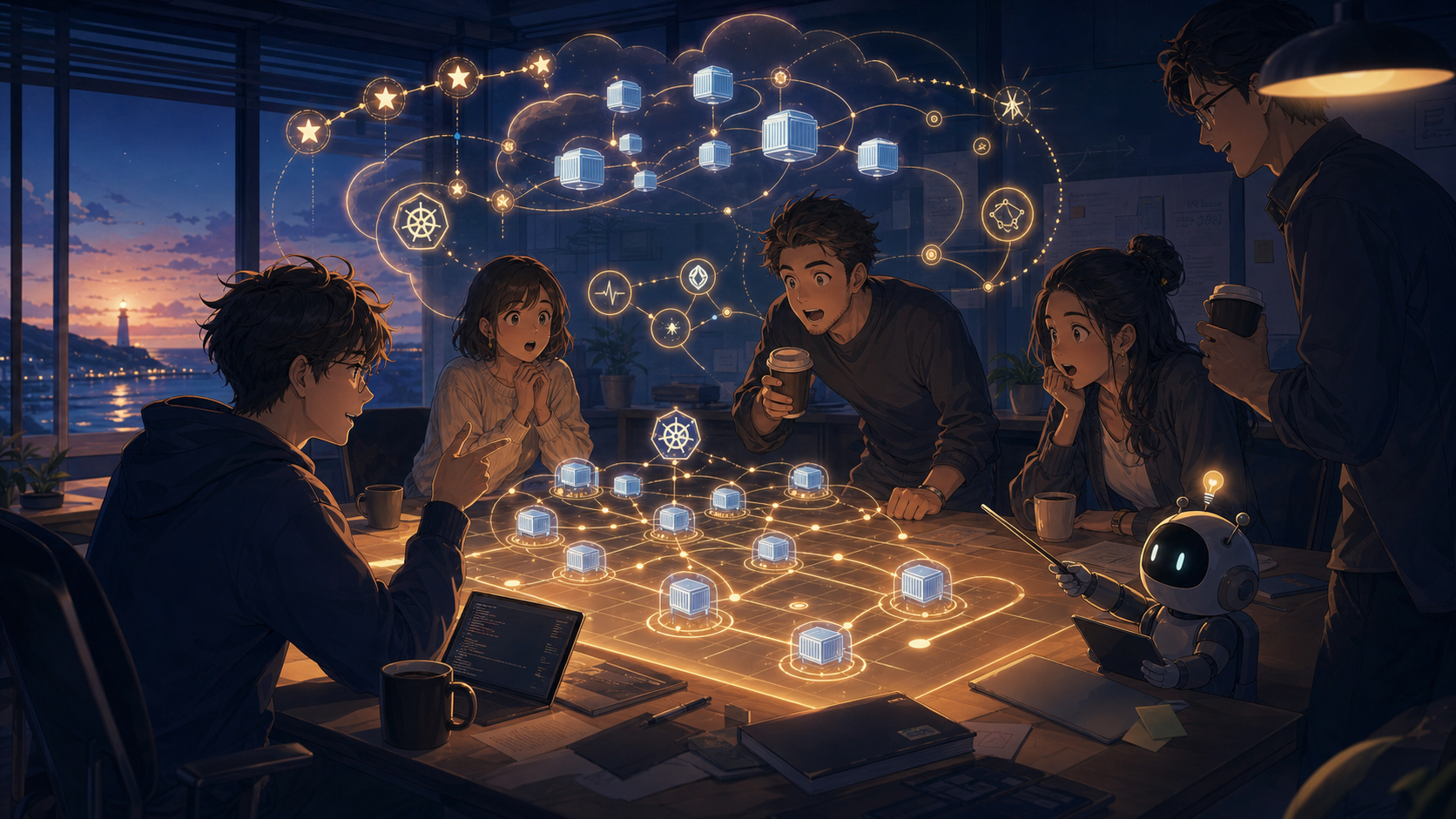 Coding agent presenting a service dependency map before a software meeting